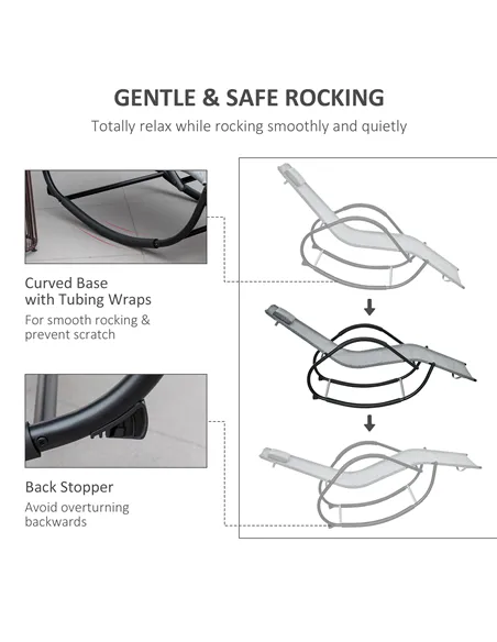 Outsunny Zero Gravity Rocking Lounge Chair Rattan Effect Patio Rocking Chair w/ Removable Pillow Recliner Seat Breathable Textel