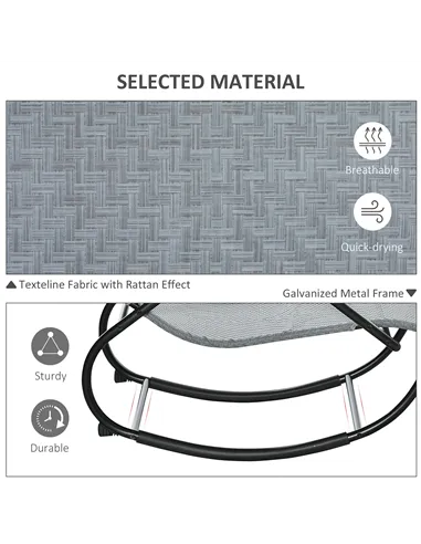 Outsunny Zero Gravity Rocking Lounge Chair Rattan Effect Patio Rocking Chair w/ Removable Pillow Recliner Seat Breathable Textel