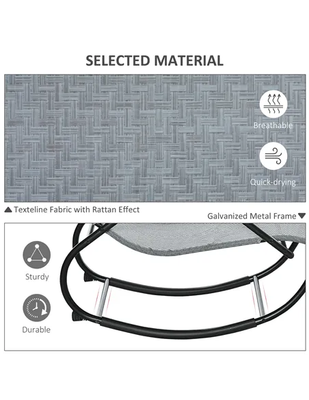 Outsunny Zero Gravity Rocking Lounge Chair Rattan Effect Patio Rocking Chair w/ Removable Pillow Recliner Seat Breathable Textel