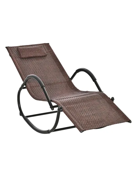 Outsunny Zero Gravity Rocking Lounge Chair Rattan Effect Patio Rocking Chair w/ Removable Pillow Recliner Seat Breathable Textel