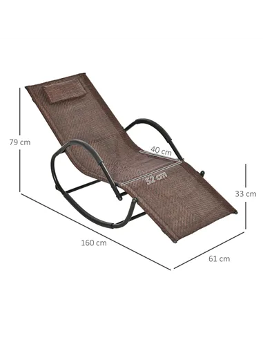 Outsunny Zero Gravity Rocking Lounge Chair Rattan Effect Patio Rocking Chair w/ Removable Pillow Recliner Seat Breathable Textel