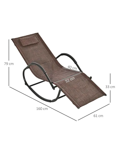 Outsunny Zero Gravity Rocking Lounge Chair Rattan Effect Patio Rocking Chair w/ Removable Pillow Recliner Seat Breathable Textel