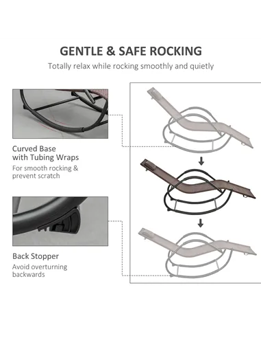 Outsunny Zero Gravity Rocking Lounge Chair Rattan Effect Patio Rocking Chair w/ Removable Pillow Recliner Seat Breathable Textel