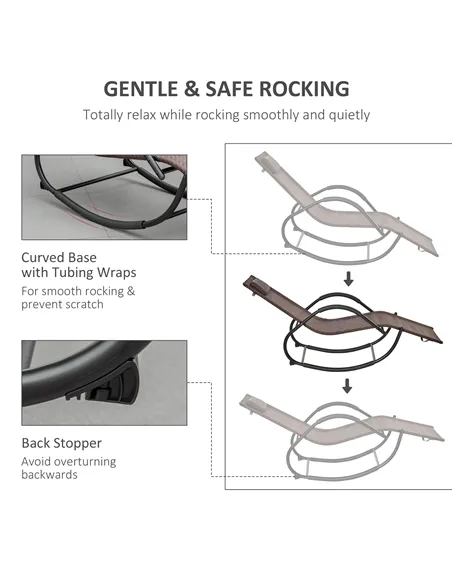 Outsunny Zero Gravity Rocking Lounge Chair Rattan Effect Patio Rocking Chair w/ Removable Pillow Recliner Seat Breathable Textel