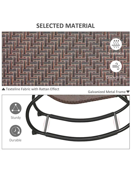 Outsunny Zero Gravity Rocking Lounge Chair Rattan Effect Patio Rocking Chair w/ Removable Pillow Recliner Seat Breathable Textel