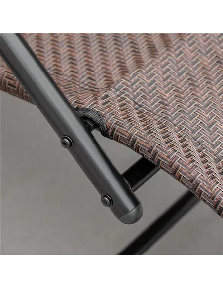 Outsunny Zero Gravity Rocking Lounge Chair Rattan Effect Patio Rocking Chair w/ Removable Pillow Recliner Seat Breathable Textel