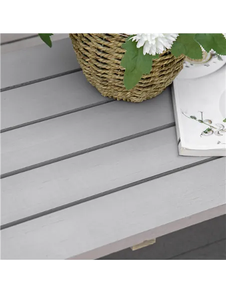 Outsunny Wooden Cart Wagon Wheel 2 Seater Garden Bench Outdoor Garden Armrest Chair Rustic High Back Loveseat Grey