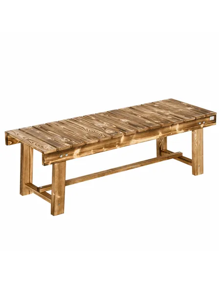 Outsunny 1 Piece 2-seater Outdoor Indoor Wooden Garden Bench Fir Patio Loveseat, 110L x 38W x 35Hcm, Carbonised