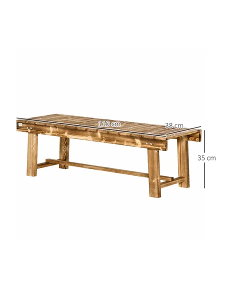 Outsunny 1 Piece 2-seater Outdoor Indoor Wooden Garden Bench Fir Patio Loveseat, 110L x 38W x 35Hcm, Carbonised