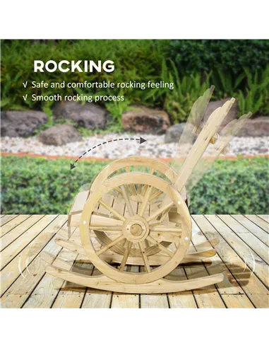 Outsunny Wooden Adirondack Rocking Chair Reclining Armchair Outdoor Garden Furniture Patio Porch Rocker - Natural