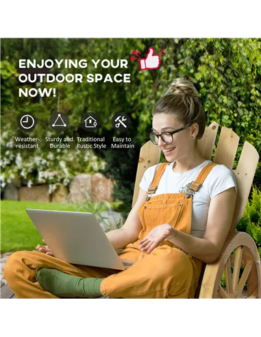 Outsunny Wooden Adirondack Rocking Chair Reclining Armchair Outdoor Garden Furniture Patio Porch Rocker - Natural