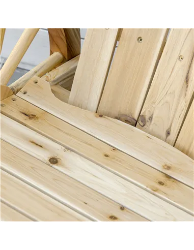 Outsunny Wooden Adirondack Rocking Chair Reclining Armchair Outdoor Garden Furniture Patio Porch Rocker - Natural