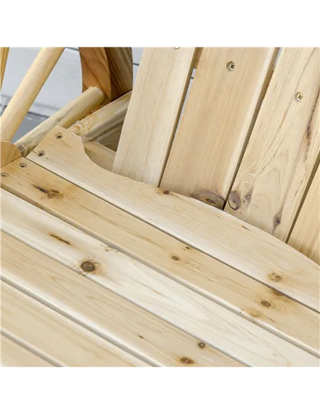 Outsunny Wooden Adirondack Rocking Chair Reclining Armchair Outdoor Garden Furniture Patio Porch Rocker - Natural