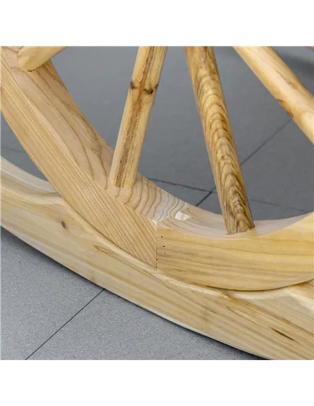 Outsunny Wooden Adirondack Rocking Chair Reclining Armchair Outdoor Garden Furniture Patio Porch Rocker - Natural