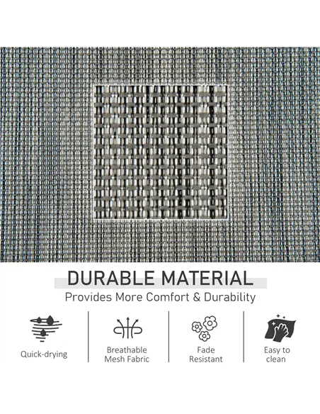 Outsunny Outdoor Garden Rocking Chair, Patio Sun Lounger Rocker Chair with Breathable Mesh Fabric, Removable Headrest Pillow, Ar