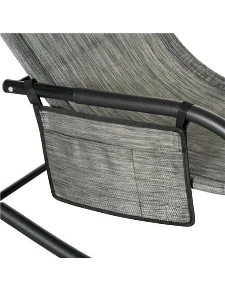 Outsunny Outdoor Garden Rocking Chair, Patio Sun Lounger Rocker Chair with Breathable Mesh Fabric, Removable Headrest Pillow, Ar