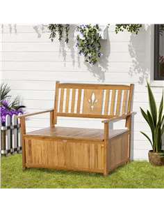 Outsunny Two-Seater Wooden Storage Bench - Natural Finish 2