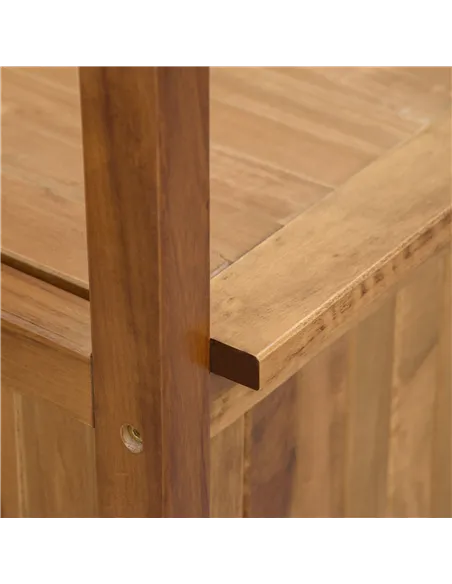 Outsunny Two-Seater Wooden Storage Bench - Natural Finish