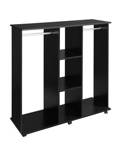 HOMCOM Open Wardrobe Double Mobile Storage Shelves Organizer W/6 Wheels-Black