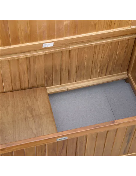 Outsunny Two-Seater Wooden Storage Bench - Natural Finish