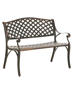 Outsunny Cast Aluminium Outdoor Garden Bench 2 Seater Antique Patio Loveseat, Bronze