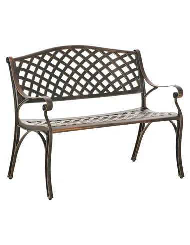 Outsunny Cast Aluminium Outdoor Garden Bench 2 Seater Antique Patio Loveseat, Bronze