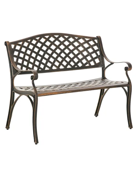 Outsunny Cast Aluminium Outdoor Garden Bench 2 Seater Antique Patio Loveseat, Bronze