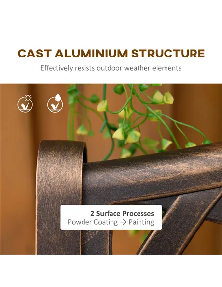 Outsunny Cast Aluminium Outdoor Garden Bench 2 Seater Antique Patio Loveseat, Bronze