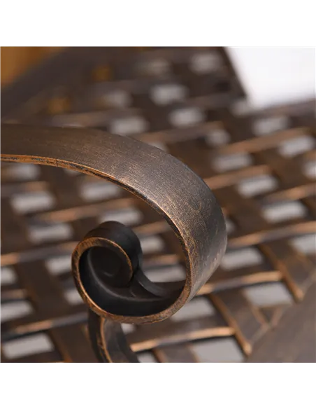 Outsunny Cast Aluminium Outdoor Garden Bench 2 Seater Antique Patio Loveseat, Bronze