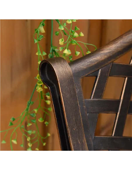 Outsunny Cast Aluminium Outdoor Garden Bench 2 Seater Antique Patio Loveseat, Bronze