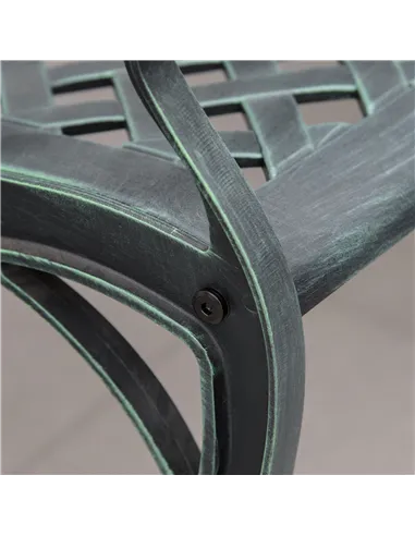 Outsunny Cast Aluminium Garden Bench 2 Seater Antique Loveseat for Outdoor Patio Porch Park, Verdigris