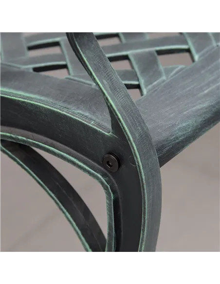 Outsunny Cast Aluminium Garden Bench 2 Seater Antique Loveseat for Outdoor Patio Porch Park, Verdigris