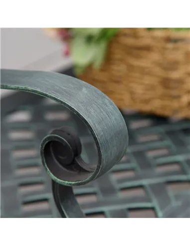 Outsunny Cast Aluminium Garden Bench 2 Seater Antique Loveseat for Outdoor Patio Porch Park, Verdigris