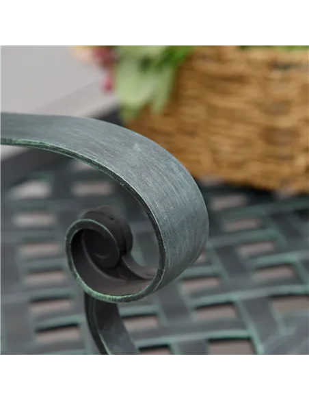 Outsunny Cast Aluminium Garden Bench 2 Seater Antique Loveseat for Outdoor Patio Porch Park, Verdigris