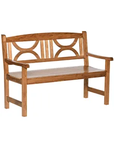 Outsunny 2-Seater Wooden Garden Bench Outdoor Patio Loveseat for Yard, Lawn, Porch, Natural