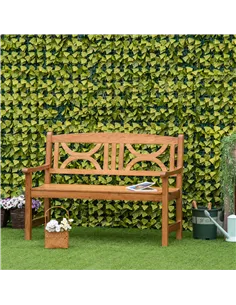 Outsunny 2-Seater Wooden Garden Bench Outdoor Patio Loveseat for Yard, Lawn, Porch, Natural 2