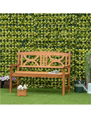 Outsunny 2-Seater Wooden Garden Bench Outdoor Patio Loveseat for Yard, Lawn, Porch, Natural