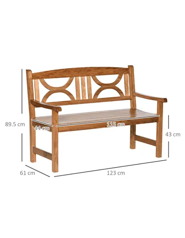 Outsunny 2-Seater Wooden Garden Bench Outdoor Patio Loveseat for Yard, Lawn, Porch, Natural