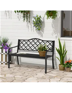 Outsunny 2-Seater Garden Bench Antique Loveseat for Yard, Lawn, Porch, Patio, Steel 2