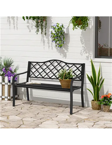 Outsunny 2-Seater Garden Bench Antique Loveseat for Yard, Lawn, Porch, Patio, Steel