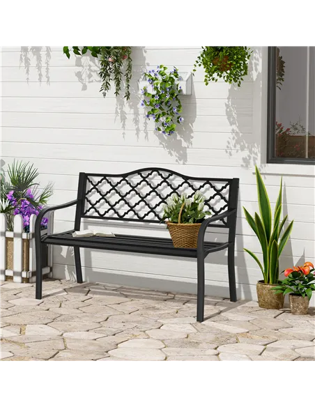 Outsunny 2-Seater Garden Bench Antique Loveseat for Yard, Lawn, Porch, Patio, Steel