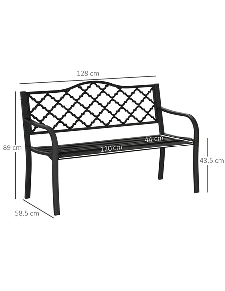 Outsunny 2-Seater Garden Bench Antique Loveseat for Yard, Lawn, Porch, Patio, Steel