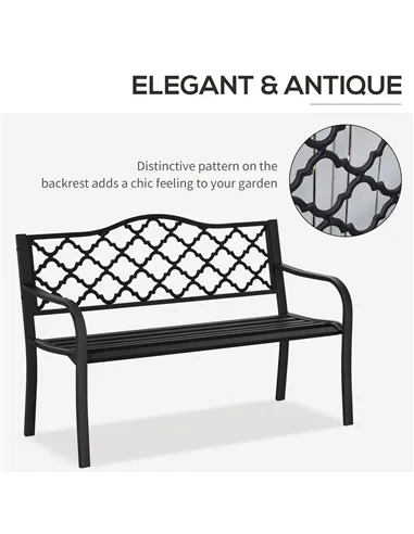 Outsunny 2-Seater Garden Bench Antique Loveseat for Yard, Lawn, Porch, Patio, Steel