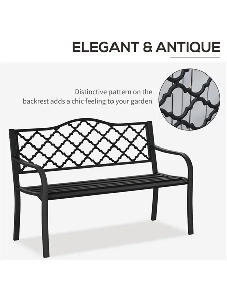 Outsunny 2-Seater Garden Bench Antique Loveseat for Yard, Lawn, Porch, Patio, Steel