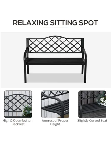 Outsunny 2-Seater Garden Bench Antique Loveseat for Yard, Lawn, Porch, Patio, Steel