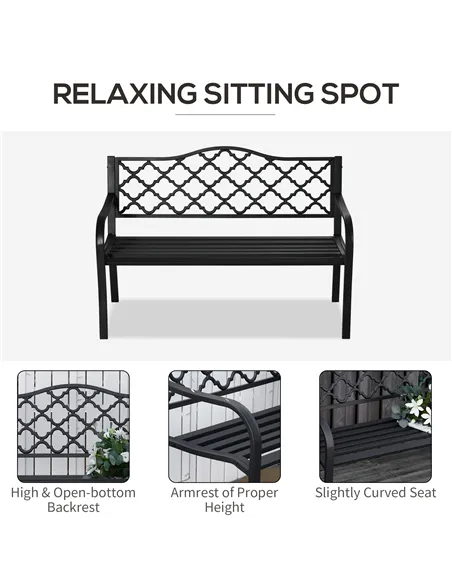 Outsunny 2-Seater Garden Bench Antique Loveseat for Yard, Lawn, Porch, Patio, Steel