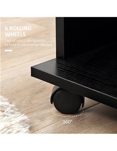 HOMCOM Open Wardrobe Double Mobile Storage Shelves Organizer W/6 Wheels-Black