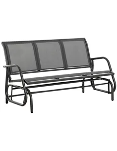 Outsunny 3-Seat Glider Rocking Chair for 3 People Garden Bench Patio Furniture Metal Frame, Grey