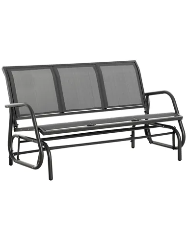 Outsunny 3-Seat Glider Rocking Chair for 3 People Garden Bench Patio Furniture Metal Frame, Grey
