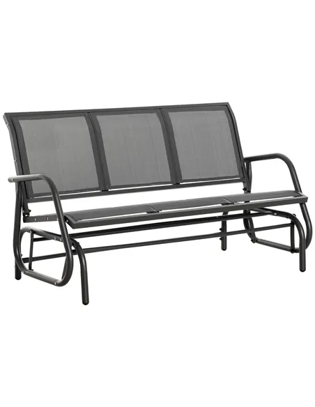 Outsunny 3-Seat Glider Rocking Chair for 3 People Garden Bench Patio Furniture Metal Frame, Grey